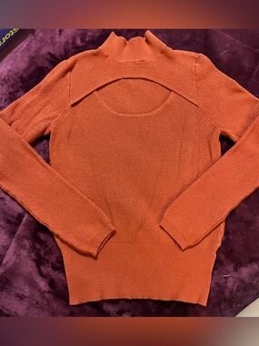 Madison + Hudson Rust Ribbed Mock Neck Layered Sweater M